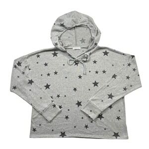 Paper Crane Gray Star Print Hoodie‎ Lace Up Front Casual Women Medium